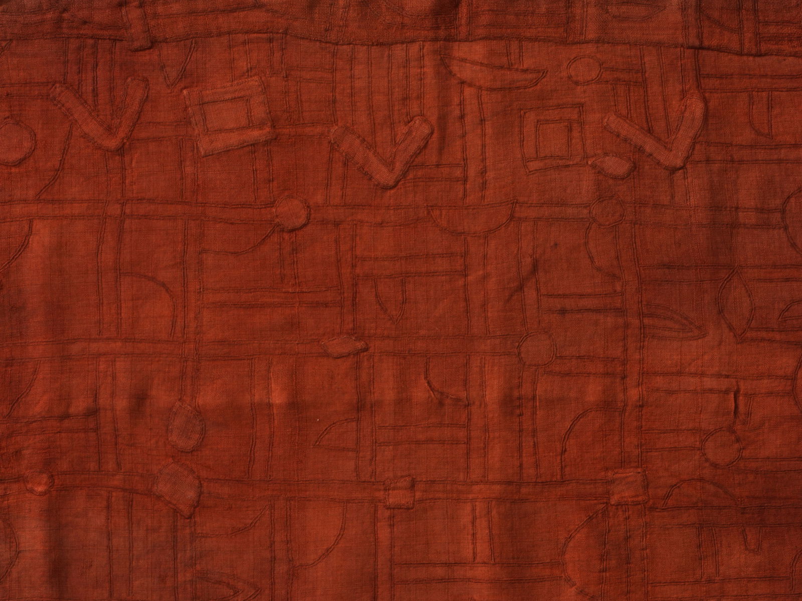 A Kuba Woven Fabric, Woman's Underskirt: Wickelgewand, Unterrock für Frauen Kuba. DR Kongo Ohne Sockel / without base Raphia. B 80 cm. L 640 cm. Provenienz: - Galerie Walu, Zürich. - Hammer Auktionen, Basel (12.10.2018, Lot 84). - Claudine
