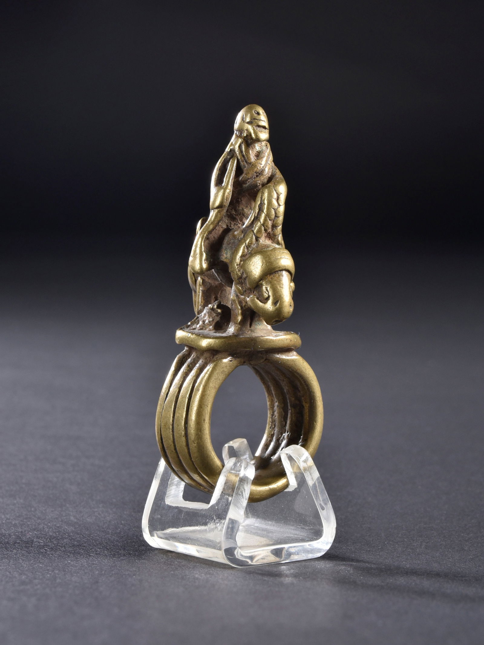 A Dogon Bronze Ring with Equestrian - 4