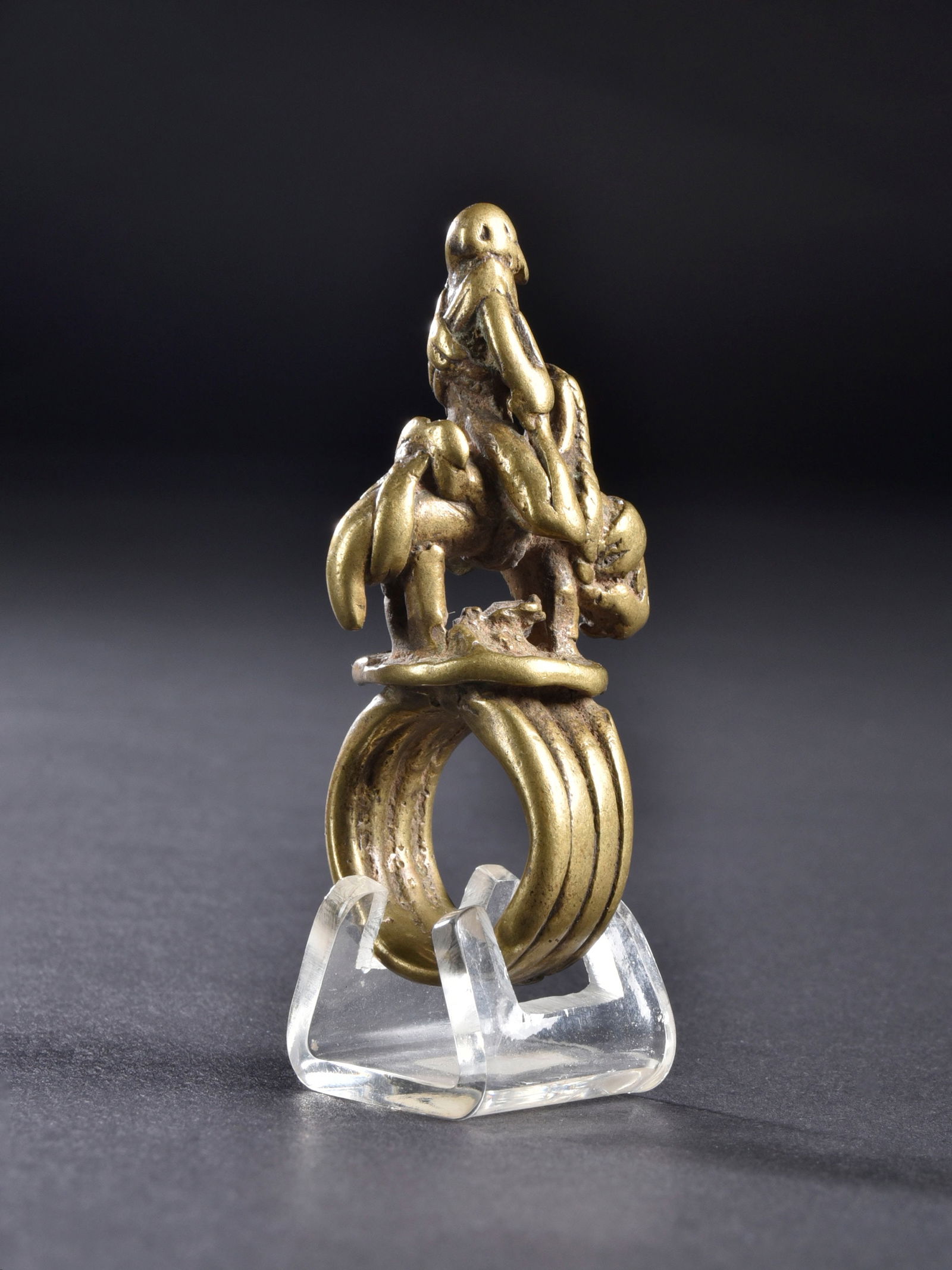 A Dogon Bronze Ring with Equestrian - 6