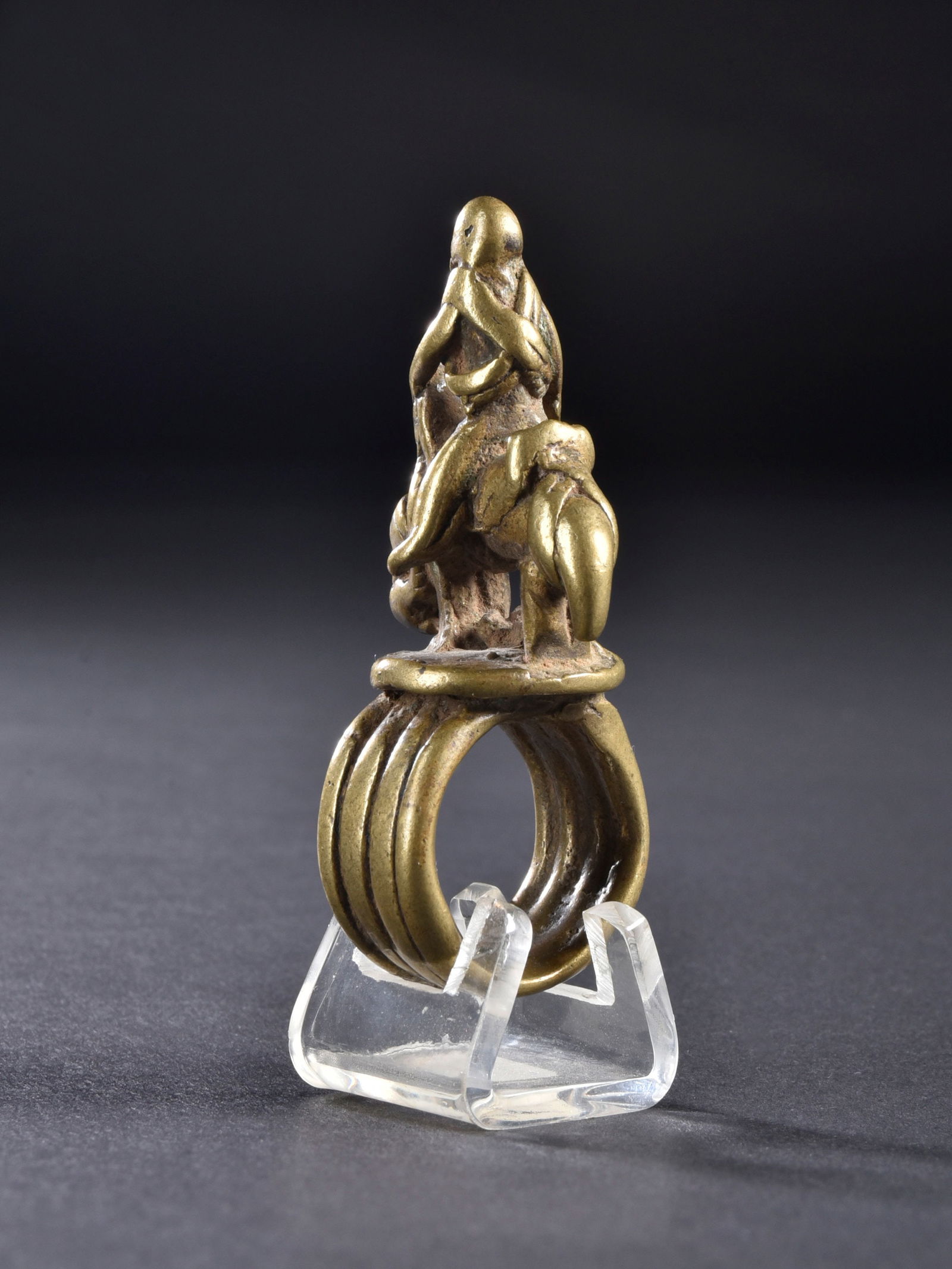 A Dogon Bronze Ring with Equestrian - 7