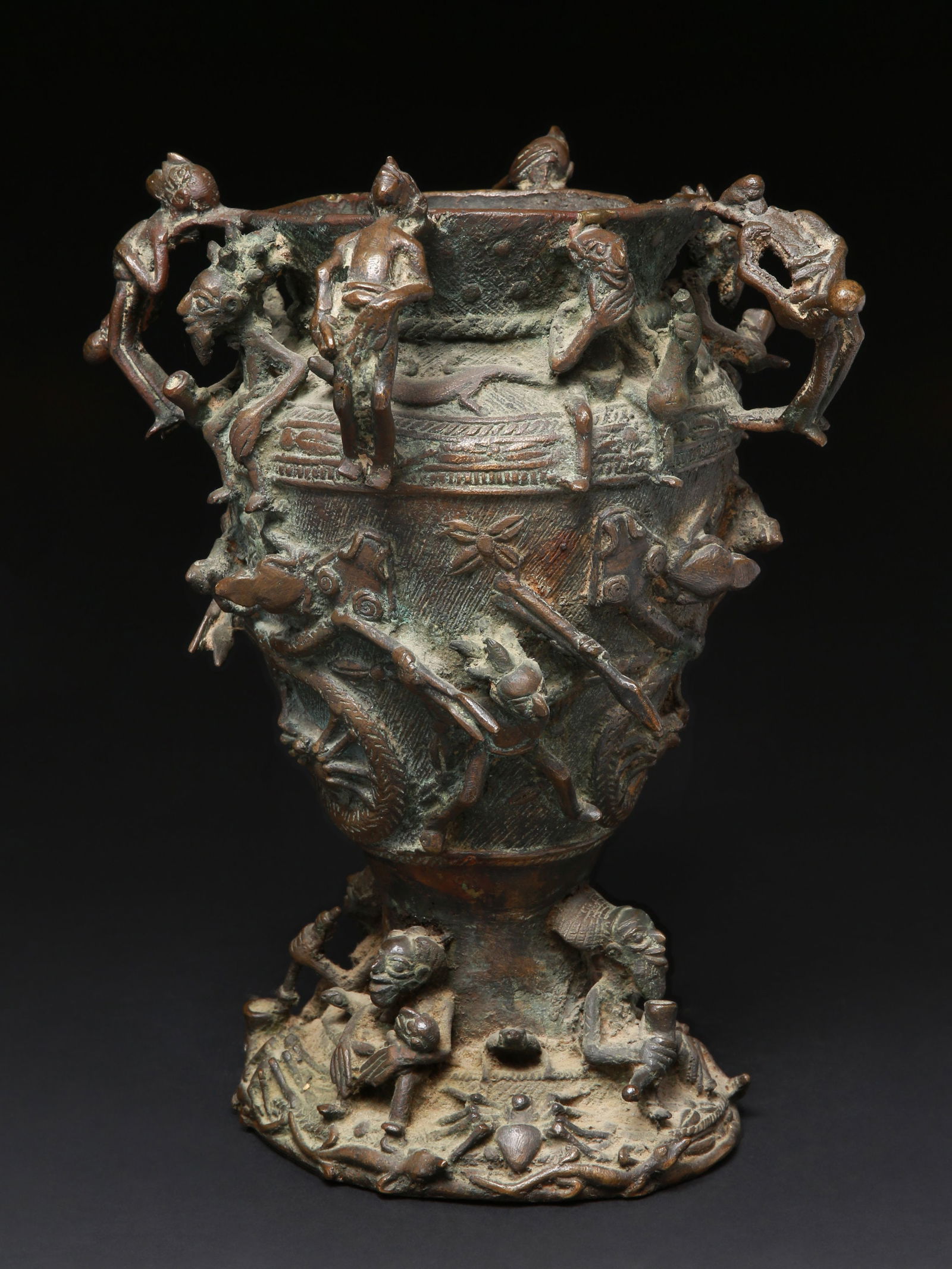 A Bamun richly decorated Bronze Vessel (1 of 16)