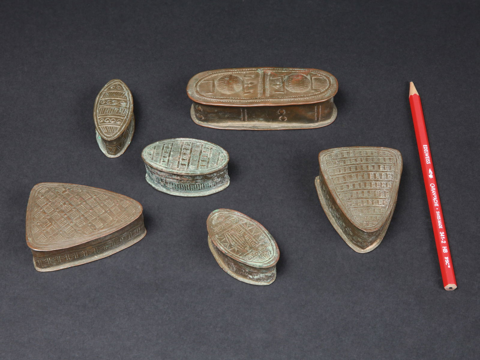 6 Asante Containers with Lids, "adaka" - 2