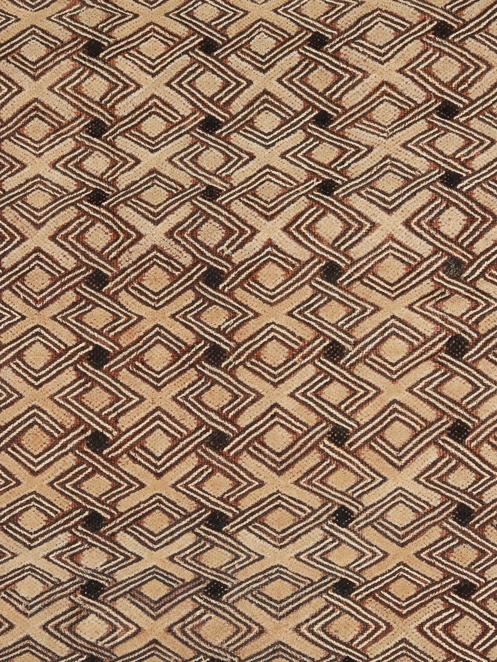 A Kuba Textile Prestige Panel and Currency, "mbal": Raphia-Plüschgewebe, "mbal" Kuba, Shoowa. DR Kongo Ohne Sockel / without base Raphia. B 57 cm. L 70 cm. Provenienz: Laurence und Jean-Pierre Boillod (1929-2007), Areuse. Eine bemerkenswerte Ausna