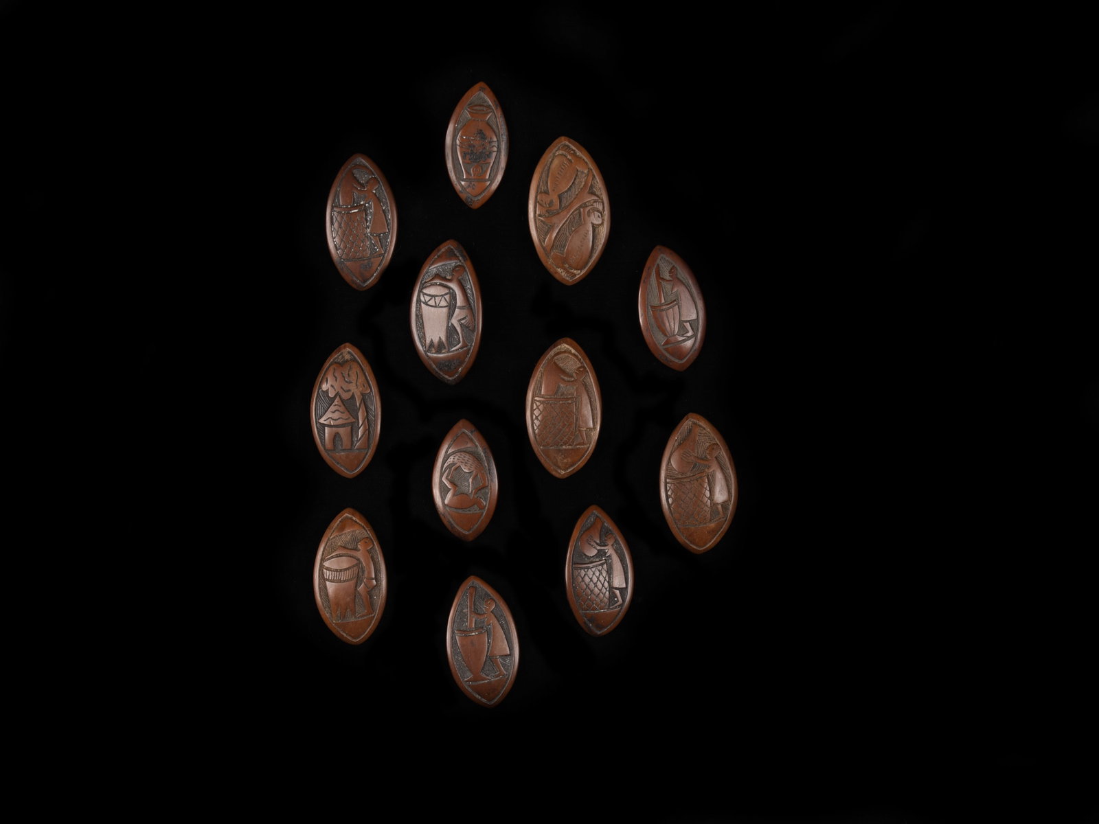 12 Beti Nutshell Game Stones, "abbia" (1 of 16)