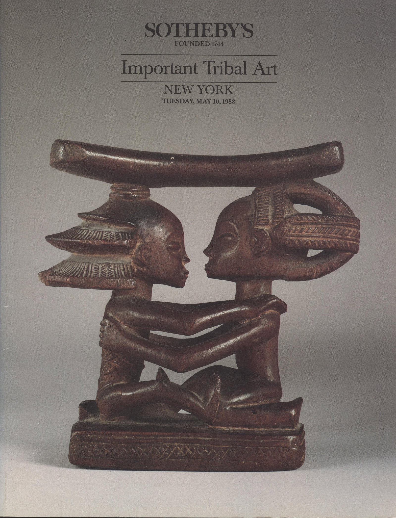 Sotheby's 1988, Important Tribal Art: Sotheby's 1988, Important Tribal Art Sotheby's, New York (10.05.1988) English Text/Edition Numerous illustrations Softcover 317 g -------------------------------- Including an Old Private Collection A