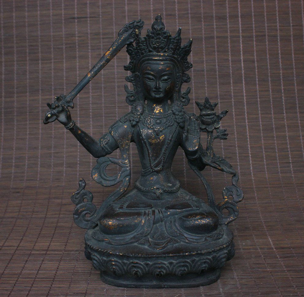 Old Bronze Manjushri Buddha Statue (1 of 5)