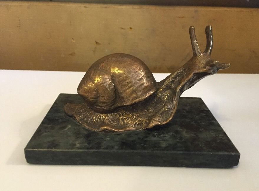 French Bronze Figural Snail On Green Marble Base (1 of 10)