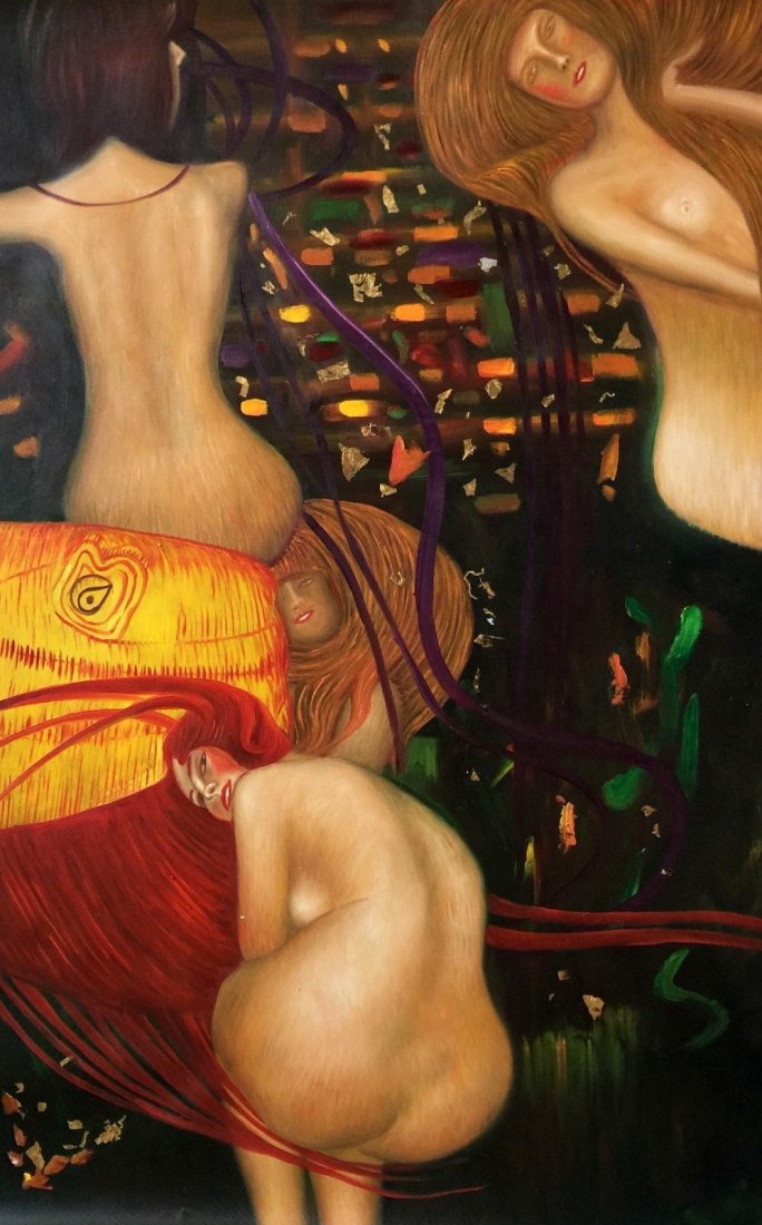 Gustav Klimt Replica Oil Painting - NUDE Abstract: This is a Museum quality oil painting on canvas. Size: 24 " x 36 "