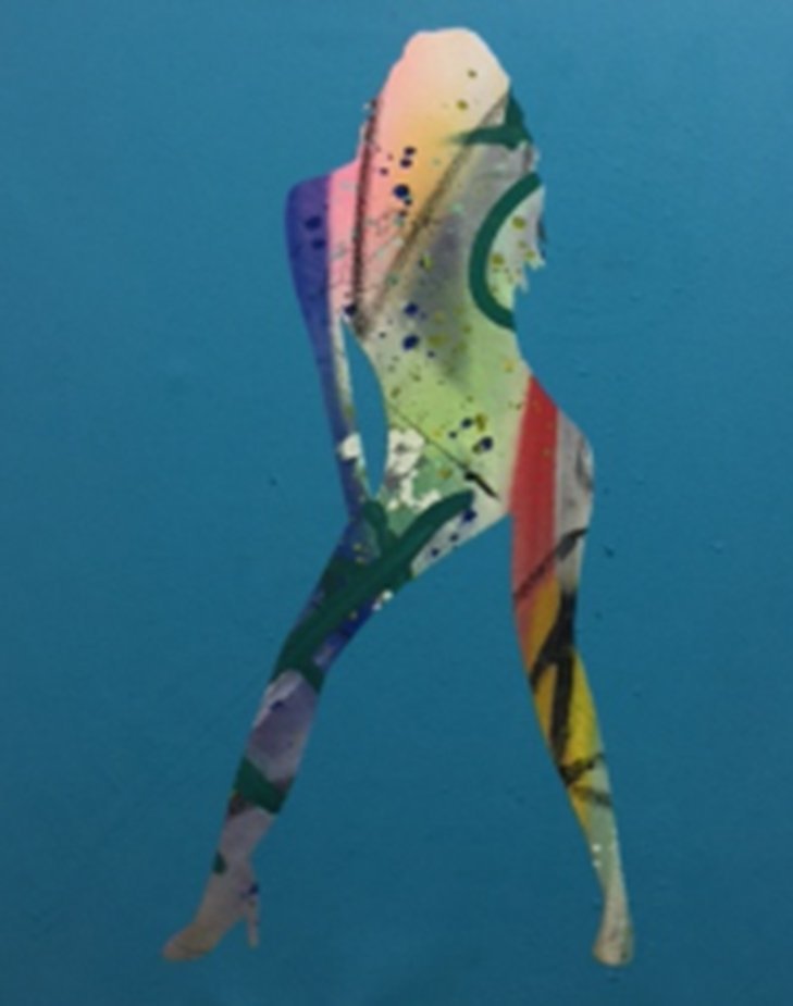 Nude Abstract #1 & #2 by Fraser Crawley: Ready to hang 20" x 24". 2016. Spray paint, oil and pastel.