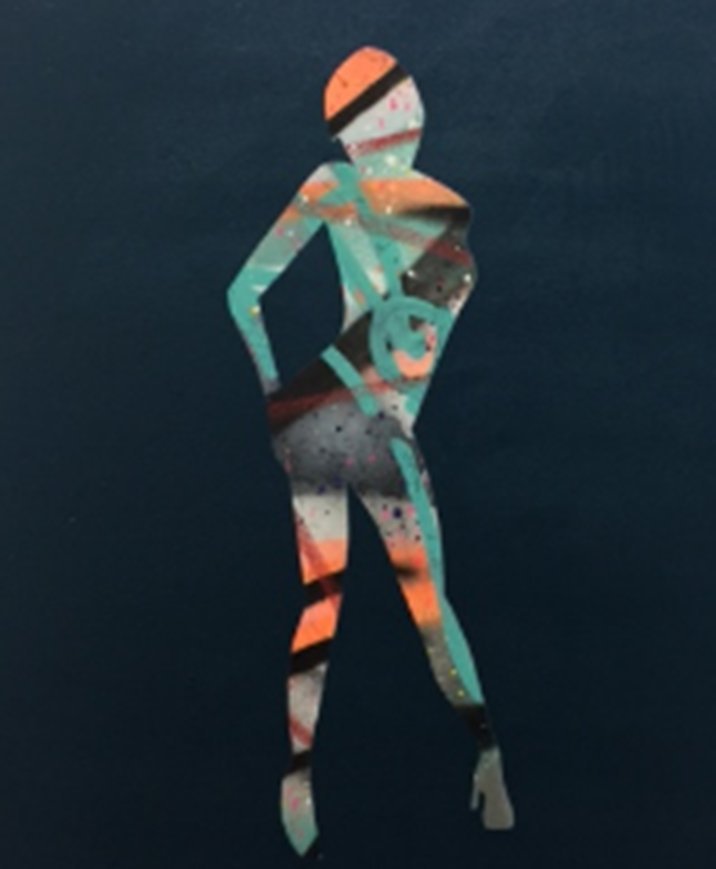 Nude Abstract #3 & #4 by Fraser Crawley: Raedy to hang 20" x 24". 2016. Spray paint, oil and pastel. A total of two pieces.