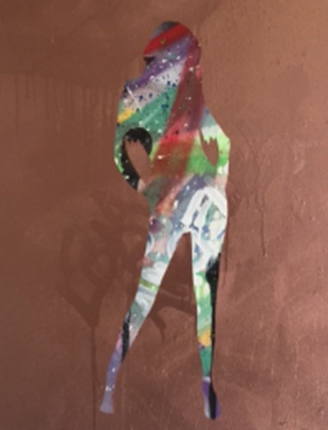 Nude Abstract #9 & #10 by Fraser Crawley: 20" x 24". 2016. Spray paint, oil and pastel. Canvas stretched over wood frame, ready to hang in the home, office or business!