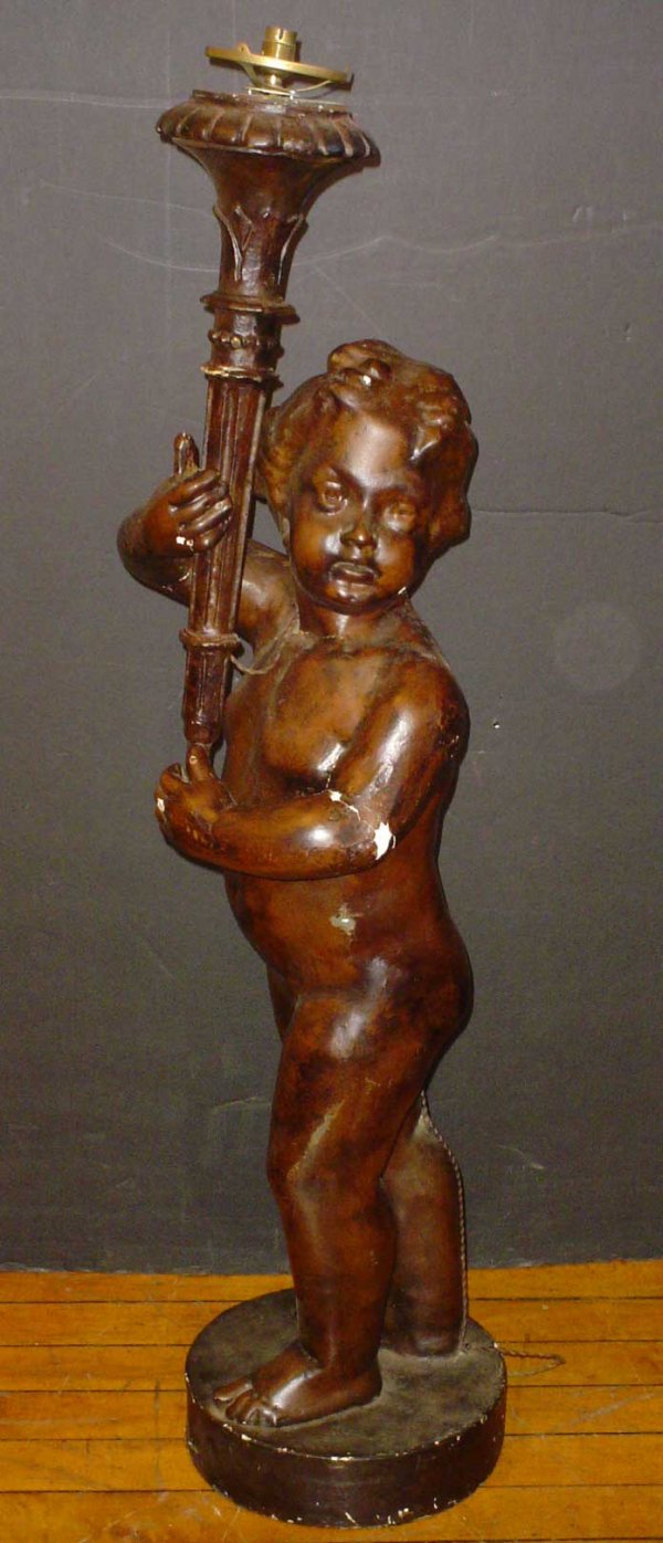 CUPID PAPER MACHE NEWEL POST LIGHT 14392