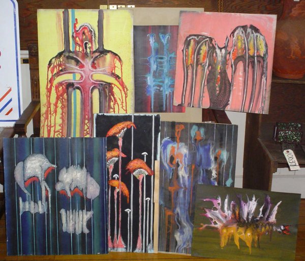 7 MODERN ART MULTI-COLORED PAITINGS 14101W - 2