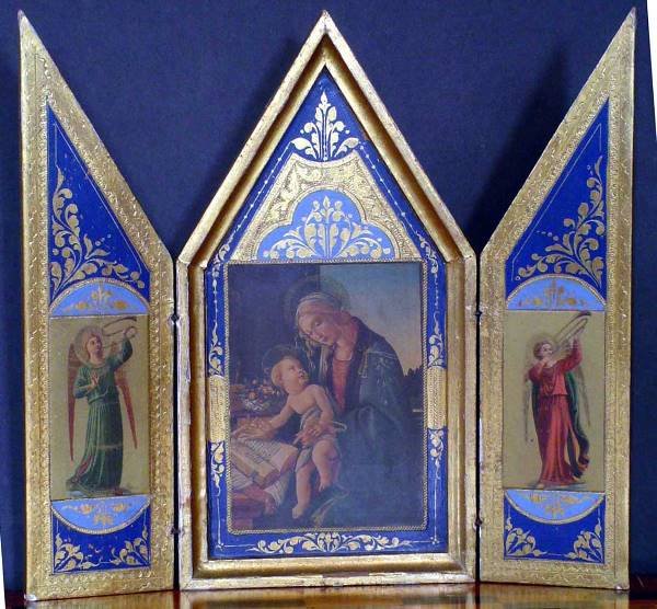 3 PANEL GOLD LEAF ICON W/MADONNA & CHILD 923
