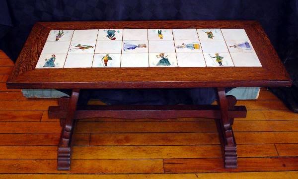 OAK FIGURAL TILE TOP COFFEE TABLE 14301
