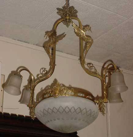 4 ARM POLISHED WINGED GRIFFIN CHANDELIER 13299