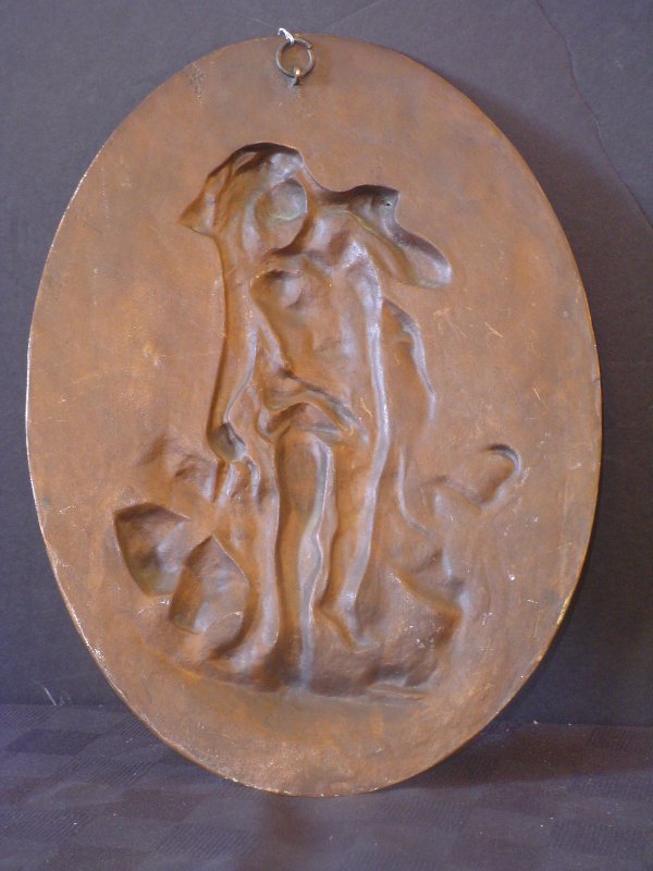 HENRY BONNARD BRONZE OVAL PLAQUE OF MAN & LION 2845 - 4