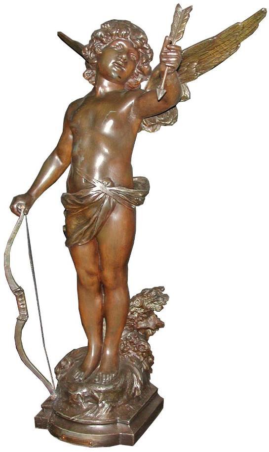 BRONZED SPELTER CUPID W/BOW & ARROW 14276