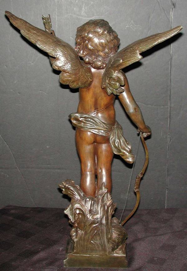 BRONZED SPELTER CUPID W/BOW & ARROW 14276 - 2