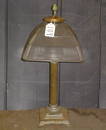 1109: IRON AND BRASS HOLOPHANE TABLE LAMP