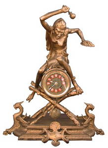 267: SPELTER CLOCK WITH DEVIL & WINGED GRIFFINS 15685