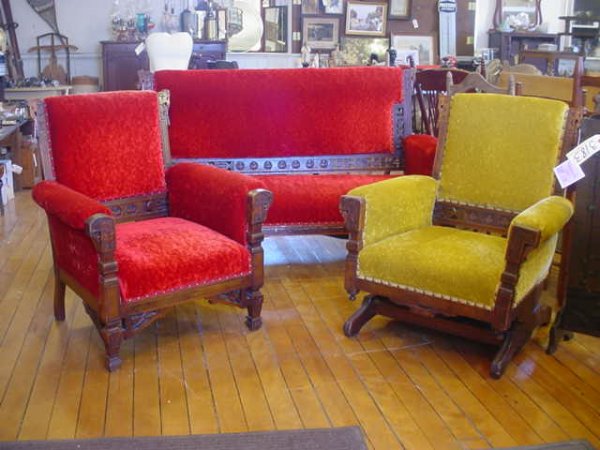 ANTIQUE 3 PC VICTORIAN EASTLAKE PARLOR SET NY 1849
