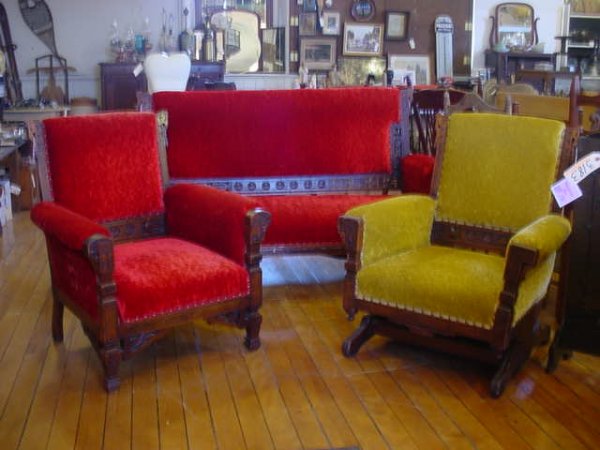 ANTIQUE 3 PC VICTORIAN EASTLAKE PARLOR SET NY 1849 - 2
