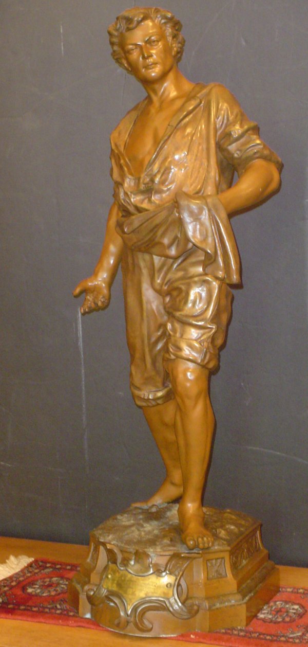 LG BRONZED SPELTER STATUE MAN SOWING SEED 3094 - 2