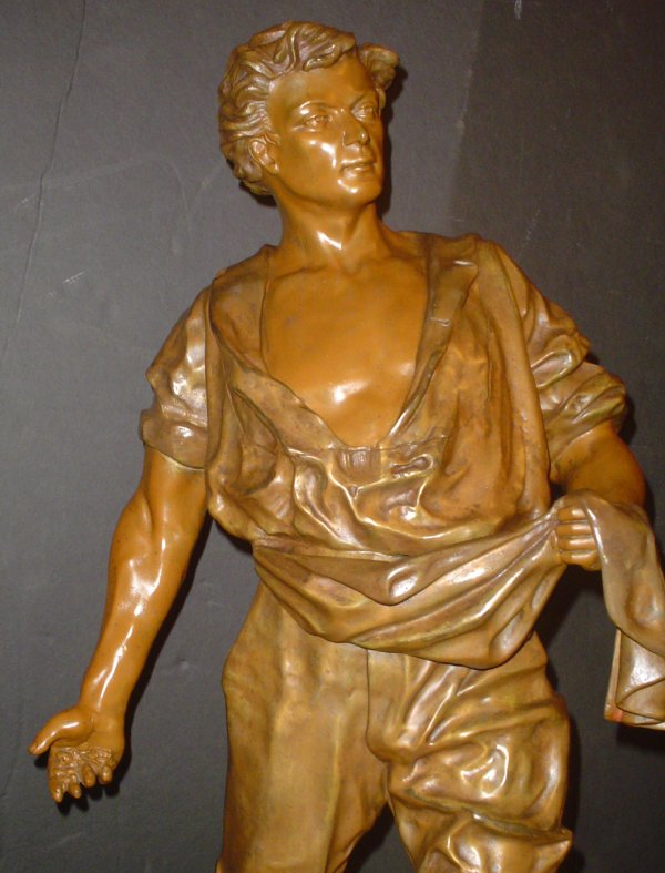 LG BRONZED SPELTER STATUE MAN SOWING SEED 3094 - 3