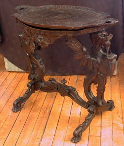 CVD WALNUT BACK TO BACK GRIFFIN TABLE W/TRAY 15647 - 2