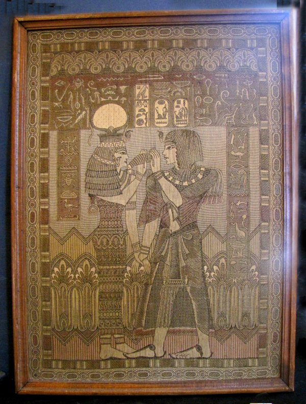 EGYPTIAN TAPESTRY IN WOOD FRAME 10484