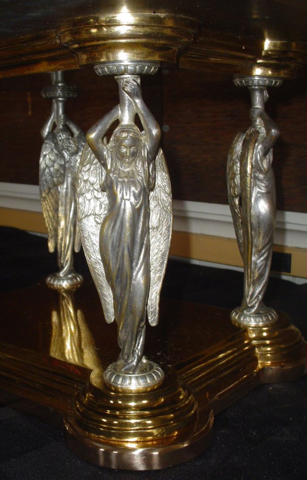 BRONZE BIBLE STAND W/ SILVER PLATE ANGELS 3119 - 2