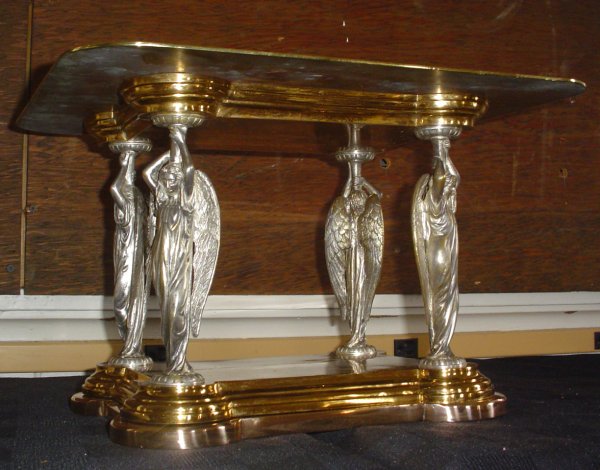 BRONZE BIBLE STAND W/ SILVER PLATE ANGELS 3119 - 5