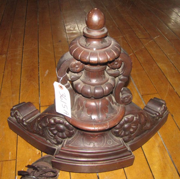 CURVED CVD WALN CRESTS W/URN CTR FLOWERS 3615A - 2