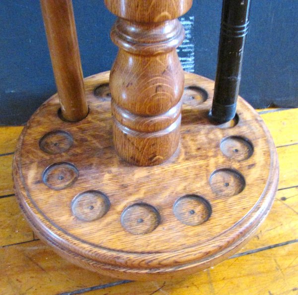 ANTQ. OAK FREE STANDING POOL CUE STICK HOLDER 3024 - 3