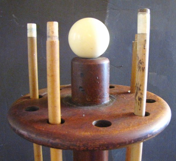 ANTIQUE WOOD FLOOR POOL CUE STICK HOLDER 7545 - 3