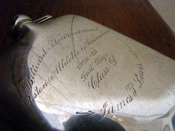 BILLIARD 1ST PRZ STERLING SILVER FLASK TROPHY 3758 - 2