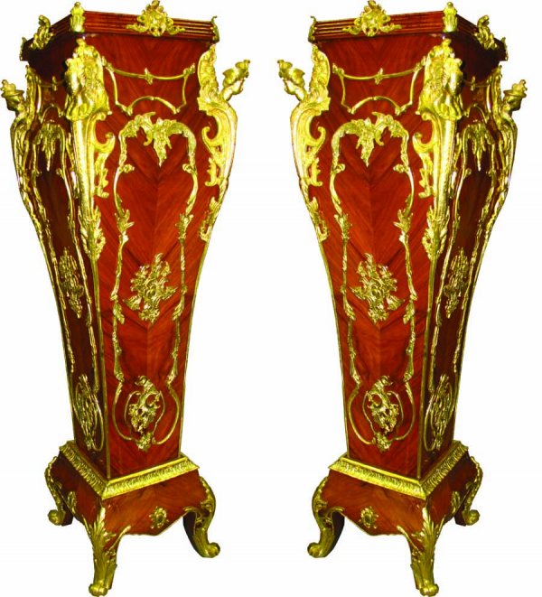 PR LG MARBLE TOP BRONZE MOUNTED PEDESTALS 1616
