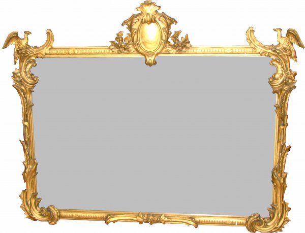 GOLD LEAF MANTLE WALL MIRROR W/ PHEONIX BIRDS 3761