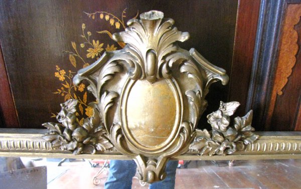 GOLD LEAF MANTLE WALL MIRROR W/ PHEONIX BIRDS 3761 - 3