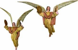 TWO ANTIQUE PAPER MACHE WINGED ANGELS 3724