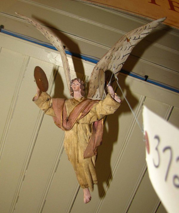 TWO ANTIQUE PAPER MACHE WINGED ANGELS 3724 - 3
