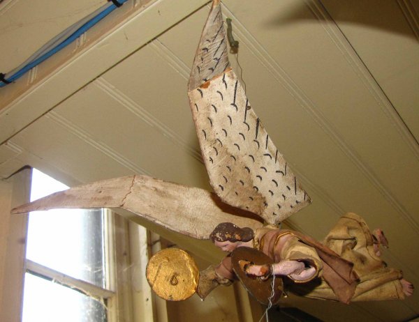 TWO ANTIQUE PAPER MACHE WINGED ANGELS 3724 - 4