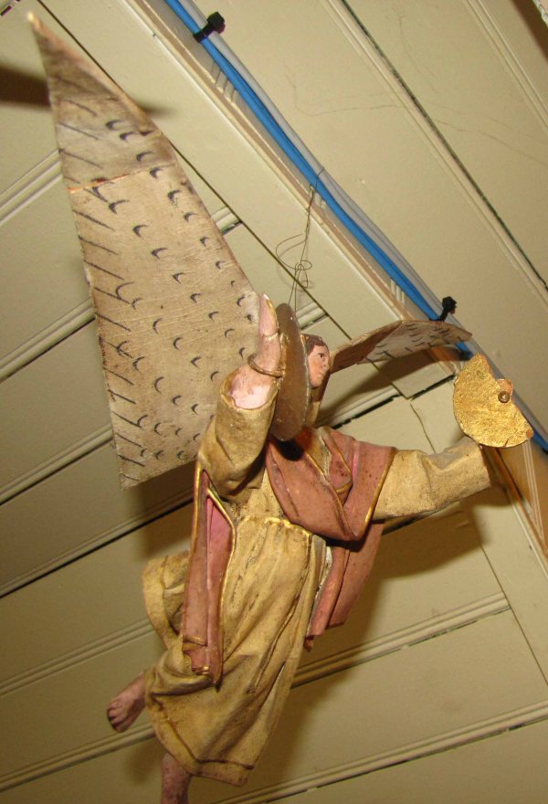 TWO ANTIQUE PAPER MACHE WINGED ANGELS 3724 - 5