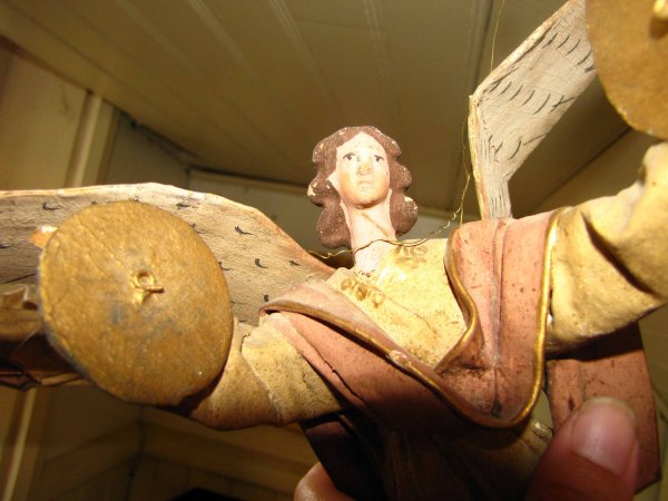 TWO ANTIQUE PAPER MACHE WINGED ANGELS 3724 - 7