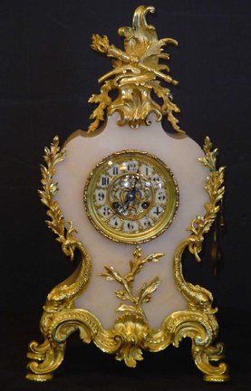 FRENCH ROCOCO BZ & ALAB MANTLE CLOCK 14500