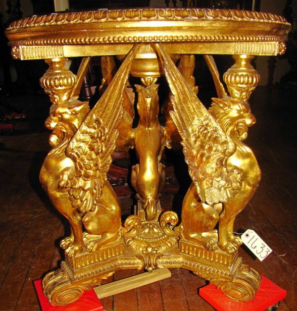 GOLD GUILDED GRIFFIN TBL W/ PIETRA DORA TOP 1633 - 3