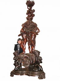 450: AMAZING HUGE CVD WOOD SCULPTURE -ATLAS CUPIDS 1511