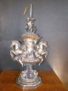 239: ORNATE FRENCH SILVER PLATED TBL LAMP (1627)