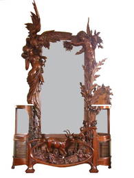 593: COLOSSAL PIER MIRROR W/WOMAN, ANGELS, CHERUBS 3985